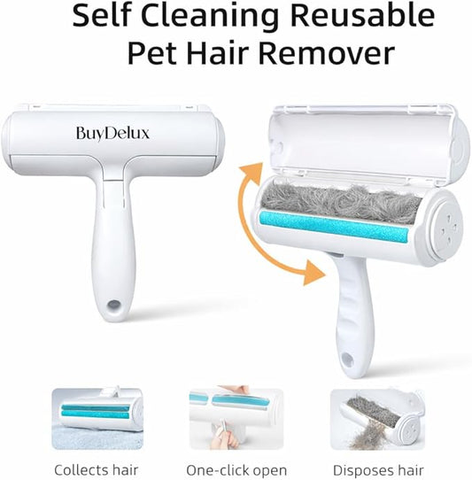 Pet Hair Remover Roller, Reusable Self-Cleaning Lint Roller for Dog & Cat Hair, Fur Removal for Furniture Couch Carpet Car Clothes & Bedding, No Sticky Tape or Refills