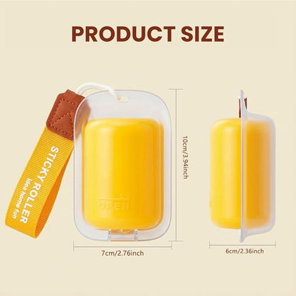 Travel Portable Lint Roller with Hand Strap, Reusable Mini Extra Sticky Pet Hair Remover for Dog Cat Fur, for Clothes Bag Dust Fuzz (Yellow)