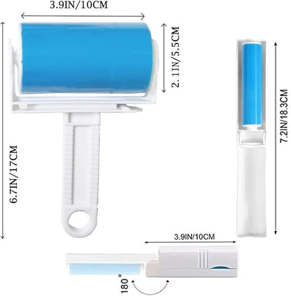 Reusable Sticky Lint Roller 2 Pack with Cover, Washable Portable Pet Hair Remover for Clothes, Travel, 1 Large and 1 Mini Size for Furniture, Car, Purse