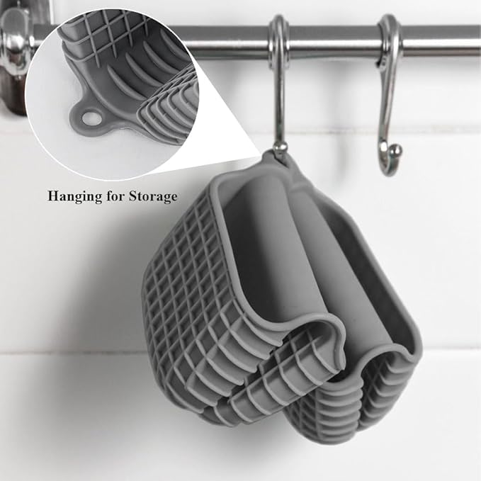 2 Pack Silicone Oven Mitts for Cooking, Heat Resistant Oven Mitt Set, Flexible Oven Gloves, Mini Oven Mitts Set with Non-Slip & Grip Heat Kitchen Mitt for Kitchen Cooking Baking (Grey)