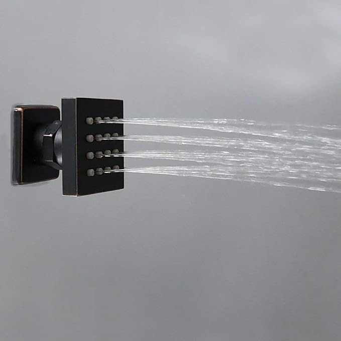 HOMEDEC 2inch Brass Square Massage Shower Body Sprayer Jets, Oil Rubbed Bronze, 6 pack