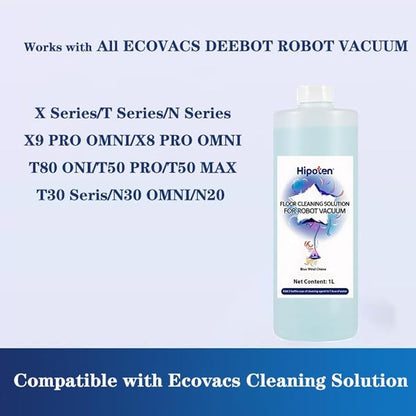 1000ml Floor Cleaner,Compatible with ECOVACS DEEBOT Robot Vacuum And Mop, Deep Cleans for Multiple Hard Floors,，Residue-Free, Safe for All Floors & Pets