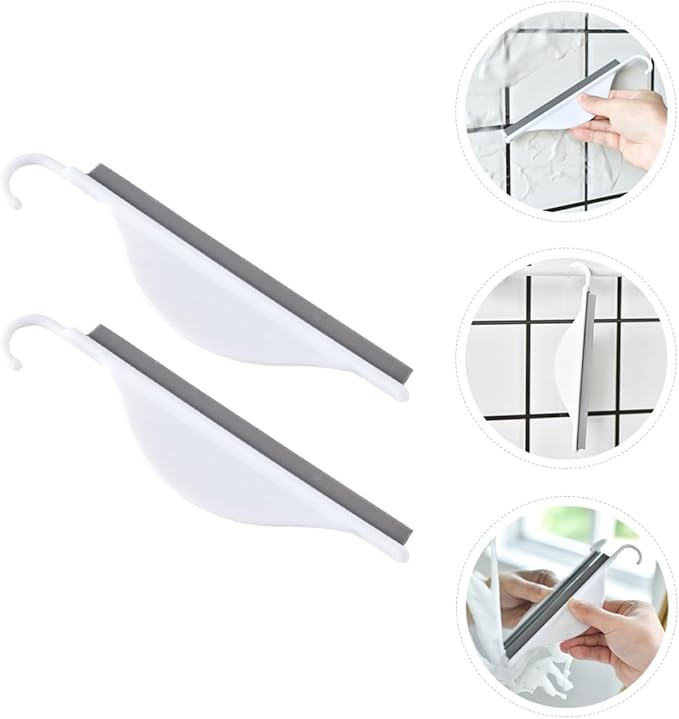 Silicone Glass Squeegee 2pcs Set, Window and Mirror Cleaner for Bathroom and Kitchen, Soft Flexible Windscreen Wiper for Home Glass and Shower Cleaning