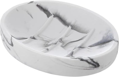 INIUNIK Marble Look Soap Dish - Bar Soap Holder for Shower, Bathroom & Kitchen Sink