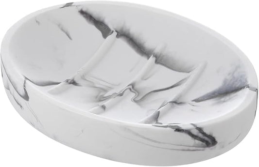 INIUNIK Marble Look Soap Dish - Bar Soap Holder for Shower, Bathroom & Kitchen Sink