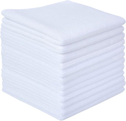 SINLAND Microfiber Cleaning Cloth Dish Cloth Kitchen No Streak Absorbent Dish Rags Lens Cloths 12Inchx12Inch 12 Pack White