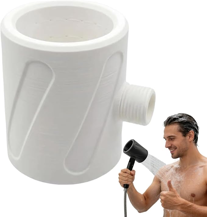 Spiral Nozzle Men's Cleaning Shower Head - Upgraded Men's Shower Head,360° Ring Water Spray Shower Heads,Coarse-Pore Design Prevents Clogging,Easy to Install, Suitable for Home Bathrooms (White)