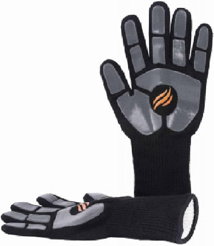 BLACKSTONE 5558 Griddle Gloves with Silicone Palm Pads - Heat Resistant up to 500 Degrees, Easy Grip for Indoor and Outdoor Cooking, Grilling, Baking, Fire Pit, Fryer, Oven, One Size, Black/Grey