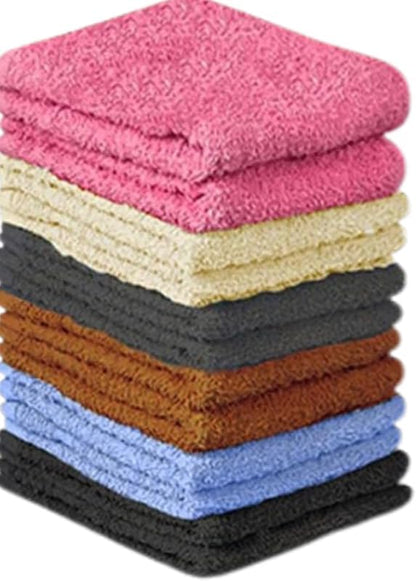 100% Cotton Washcloth Set – Soft, Absorbent Face Towels for Bathroom & Gym Use – Reusable, Durable, Machine Washable Wash Cloths - Multi-Color, 12x12 Inches, Pack of 12