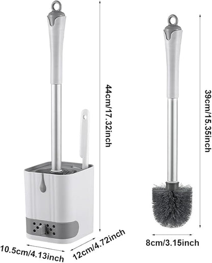 Toilet Bowl Brush and Holder,Toilet Brush with Crevice Cleaning Brushes,No Dead Corner Clean Wall Mounted Compact Toilets Brushes Set,Durable Bristles for Bathroom,RV(White Grey)