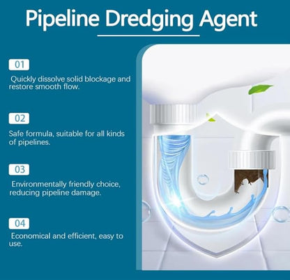 Strong Pipeline Dredging Agent, Powerful Pipe Dredging Agent for Kitchen and Toilet Pipelines, Drain Clog Remover, Toilet Cleaner Foam Powder,Fast-Acting Pipe Maintainer for Sink Bathtub Clogs