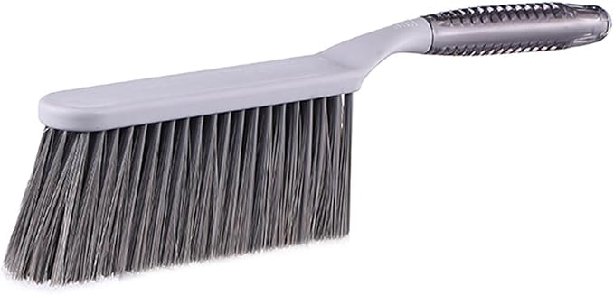 Dusting Brush, 13" Short Thick Firm Plastic Bristles, Medium Handheld Broom, Cleaning Heavier Litter, Workbench, Machine(Gray, 13 inch)