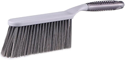 Dusting Brush, 13" Short Thick Firm Plastic Bristles, Medium Handheld Broom, Cleaning Heavier Litter, Workbench, Machine(Gray, 13 inch)