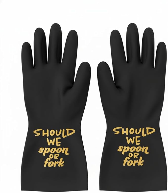 We Glove It™ Chic Black Dishwashing Gloves – Stylish, Reusable & Fun Gift with Flirty Sayings for Kitchen Cleaning