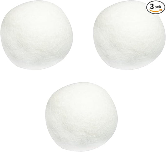 3PCS Laundry Drying Balls White Wool Drying Agents Eco Friendly Soft Material Diameter 7cm/2.75in Reusable Anti Static