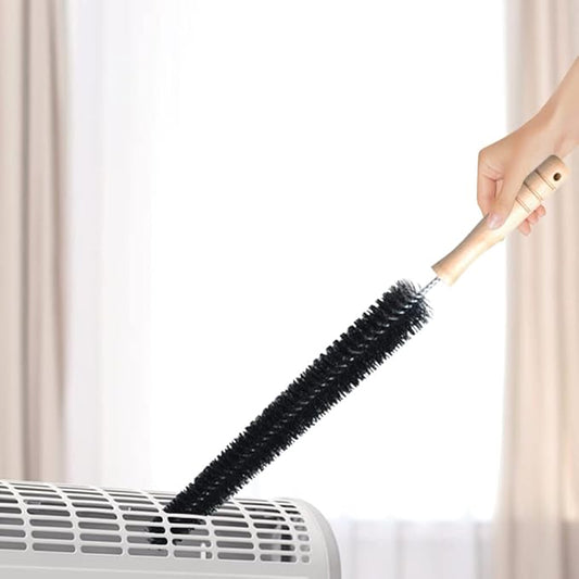 2Pcs Radiator Brush, Dryer Cleaner Vent Brush, 40cm Long Flexible Refrigerator Coil Cleaning Brush, with Wooden Handle, Slim Radiator Duster Brush, Vent Cleaner Brushes(Black)