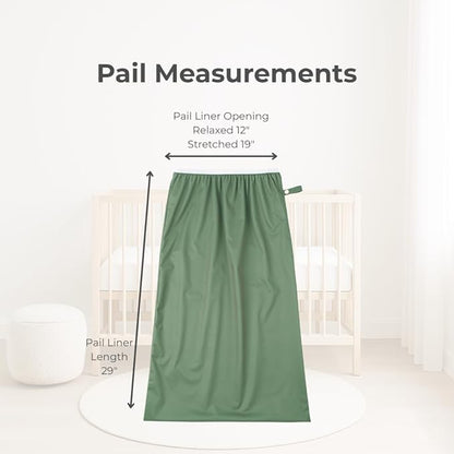 Nora's Nursery Pail Liner for Cloth Diapers - Reusable and Washable - Fits all Standard Diaper Pails - Waterproof Pail Liner with Strap for Diaper Pails, Laundry & Kitchen Garbage Cans (Garden - 2 Pk)