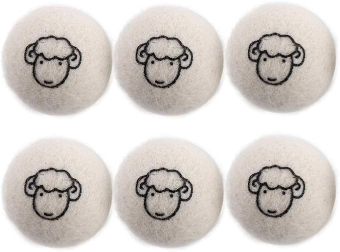Generic Reusable Wool Dryer Balls Fabric Softener Ball Wool Laundry Ball Reducing Clothing Wrinkles,Saving Drying Time and Fabric Fluffier(6 pcs-with Pattern), AM17CD0AED2US*3
