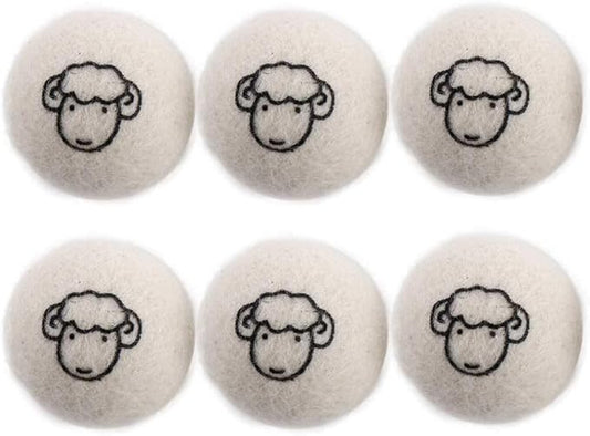 Generic Reusable Wool Dryer Balls Fabric Softener Ball Wool Laundry Ball Reducing Clothing Wrinkles,Saving Drying Time and Fabric Fluffier(6 pcs-with Pattern), AM17CD0AED2US*3