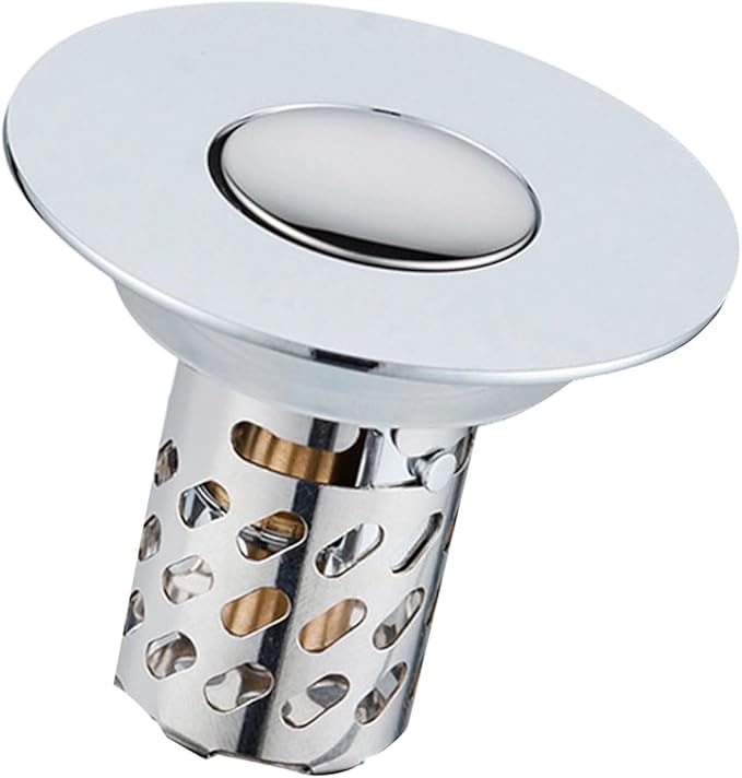 Push Button Sink Drain Stoppers With Odor Prevention And Hair Catcher Steel Bathroom Basin Filter For Not Clogging Not Odor Popup Drain Stoppers