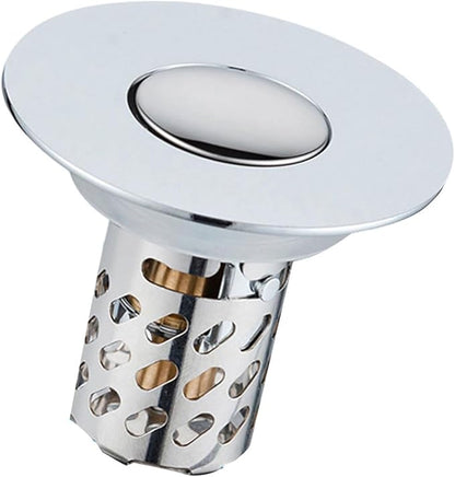 Push Button Sink Drain Stoppers With Odor Prevention And Hair Catcher Steel Bathroom Basin Filter For Not Clogging Not Odor Popup Drain Stoppers