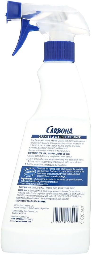 Carbona Granite & Marble Cleaner | Non-Abrasive Formula | Safe on Limestone & Corian | 16.8 Fl Oz, 1 Pack