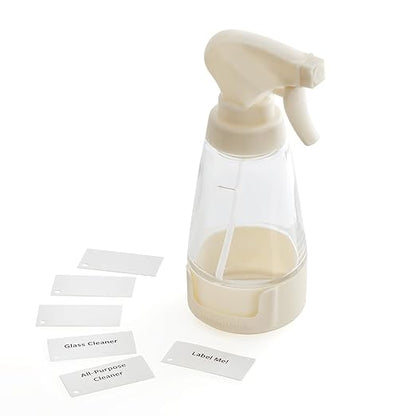 Full Circle Cleaning Solution 10 Oz Glass Spray Bottle with Recycled Plastic Nozzle, Integrated Labels, Ergonomic Anti-Slip Grip, Refillable & Customizable, 1 Count