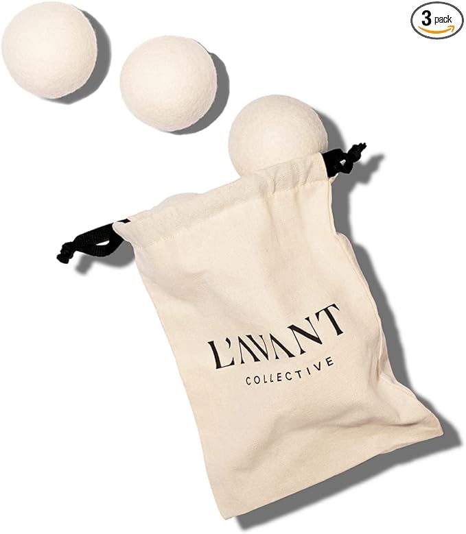 L’avant Collective Set of 3 Reusable Wool Balls for Dryer | Eco Non Toxic Natural Wool Dryer Balls | New Zealand Wool for Drying Clothes | Premium & Essential Wool Dryer Ball Reducing Clothes Wrinkles