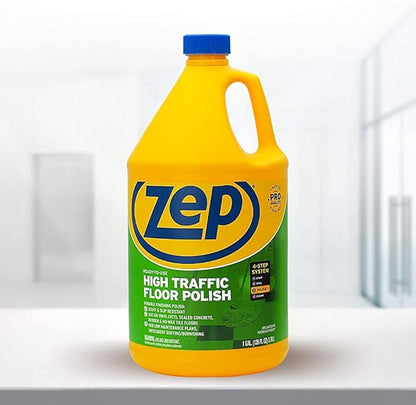Zep Commercial High-Traffic Floor Polish, 4-1 Gallon Bottles, Professional Grade Floor Finish For a Range Of Hard Floor Surfaces (ZUHTFF128)