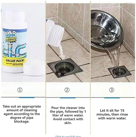 Drain Cleaner — Drain Powder, Powerful Sink and DrainCleaner Powder, Fast Foaming, Powerful Stain Removal (2 pcs)