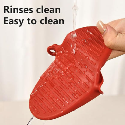 2 Pairs All Red Mini Silicone Oven Gloves, Mini Finger Protector Pot Holder for Kitchen,Cooking,Baking,BBQHeat Resistant Gloves，can be Washed in The Dishwasher