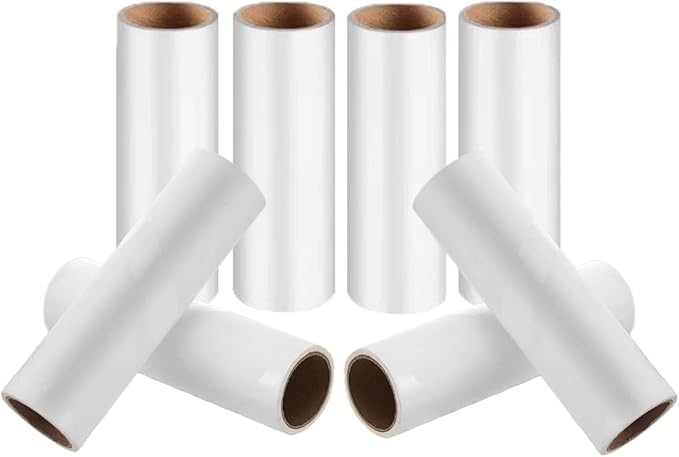 Lint Roller Refills 6.3 inch Great Value 8 pcs Extra Sticky Lint Remover Refills for Pet Hair Clothes Floor 6.3 in Long,1.5 in Diameter Lint Roller Replacement Refills（8 Refills of 480 Sheets Total）
