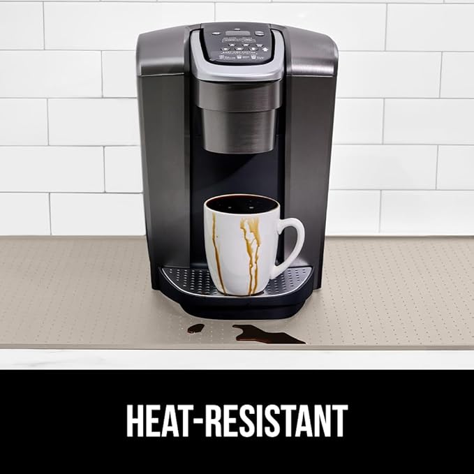 GORILLA GRIP Silicone Coffee Mat, Espresso Machine Bar Accessories, Keep Kitchen Counters Clean, Stays in Place, Waterproof and Heat Resistant Dish Drying Mats, Home Decor Essentials, 10x14, Almond