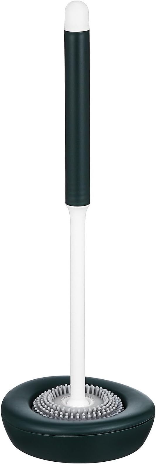 IMIKEYA Silicone Toilet Brush and Holder Set, Long Handle Toilet Bowl Cleaning Brush with Base, Green Household Bathroom Cleaning Tool for Deep Scrubbing and Easy Maintenance