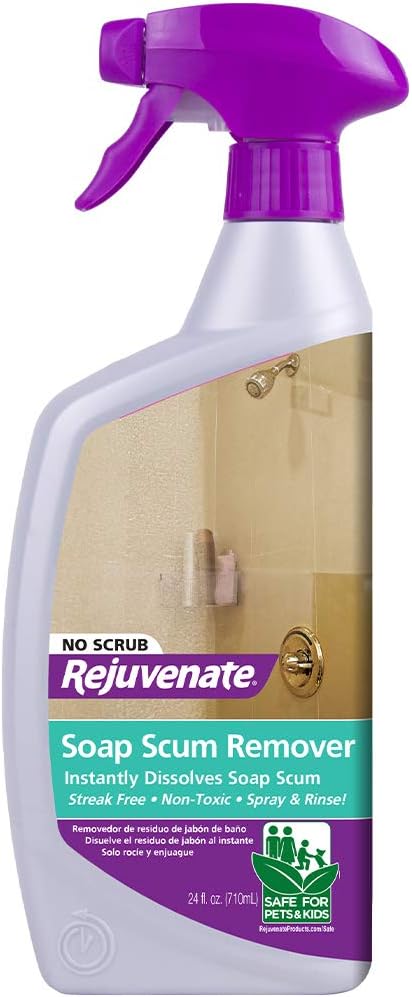 Rejuvenate Scrub Free Soap Scum Remover – 24 Ounce & Grout Deep Cleaner - Cleaning Formula Instantly Removes Years of Dirt Build-Up 32 Fl Oz (Pack of 1)