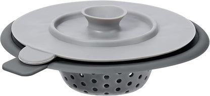 OGGI Silicone Sink Strainer & Stopper Set- Great Kitchen Sink Strainer, Silicone Drain Stopper, Sink Drain Strainer, Sink Plug 4.6˝ Diameter Rim, Gray