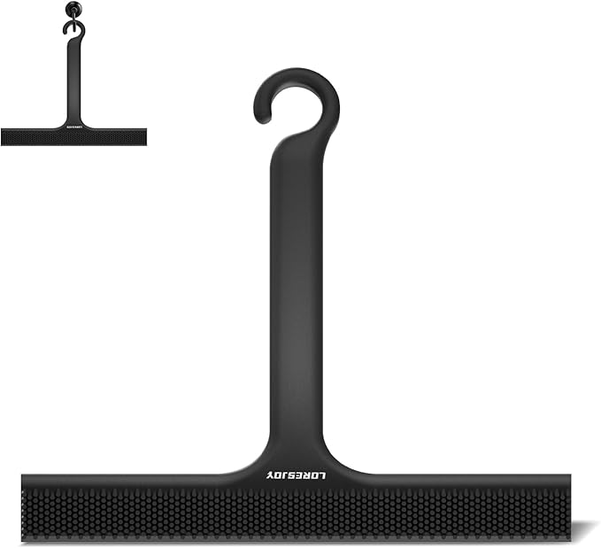 Shower Squeegee for Glass Doors, Squeegee for Shower Glass, 2 in 1 Shower Wiper, Bathroom Squeegee for Shower, Cleaning Tile Wall, Car, 10 Inch Black