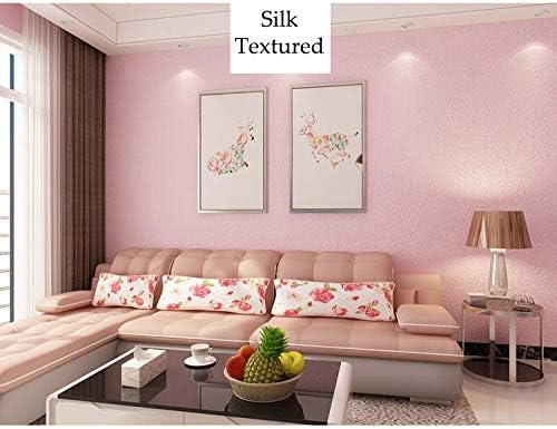 Cohoo Home Silk Pink Wallpaper Peel and Stick Contact Paper Pink Textured Silk Wallpaper for Bedroom Self Adhesive Removable Wall Sticky Paper Girls Room Drawer Liner Waterproof 15.7inW 393inL