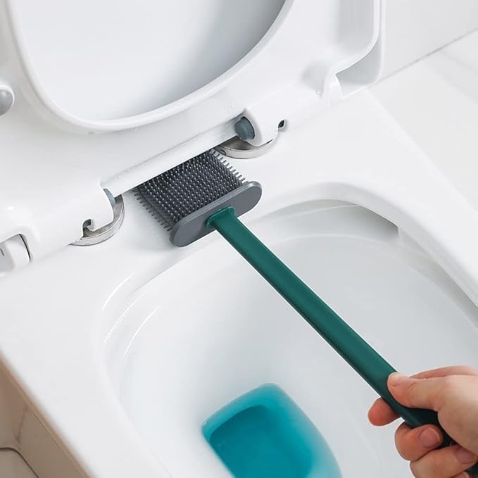 Soft Silicone Toilet Brush Compact Size Toilet Bowl Brush with Ventilated Holder Toilet Cleaner Brush for Bathroom Storage Reusable, Orange