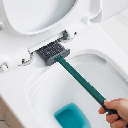 Soft Silicone Toilet Brush Compact Size Toilet Bowl Brush with Ventilated Holder Toilet Cleaner Brush for Bathroom Storage Reusable, Orange