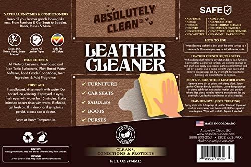 Amazing Leather Cleaner/Conditioner/Deodorizer | Powerful, Natural Enzyme Cleaner | USA Made | Great for Leather & Vinyl, Furniture, Boots, Purses, Clothing | Removes Stains Spray & Wipe (16oz 2 PK)