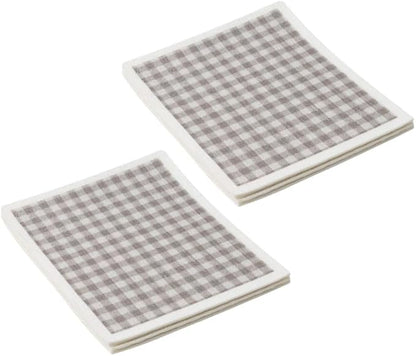 Martha Stewart Swedish Kitchen Absorbent Sponge Dish Cloths, Grey Gingham, 8 Count