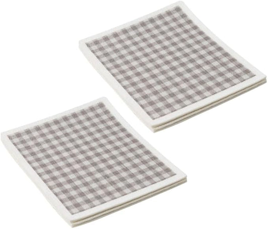 Martha Stewart Swedish Kitchen Absorbent Sponge Dish Cloths, Grey Gingham, 8 Count