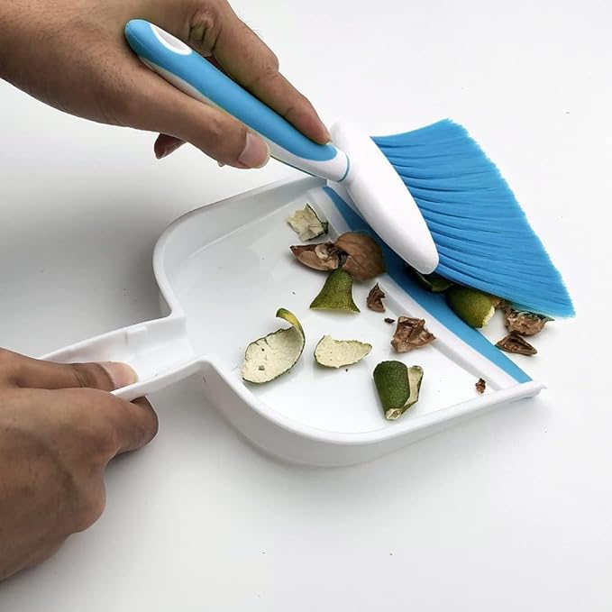 Small Broom and Dustpan Set, Small Dustpan and Brush Set, Mini Dust pan and Brush, Hand Broom and dust pan, Mini dustpans are Ideal for Cleaning Little Areas Like desks, Kitchens, pet Rooms. (3 Set)