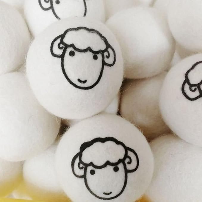 Wool Dryer Balls, White, Anti-Static Laundry Balls for Clothes Drying, 2 Pack
