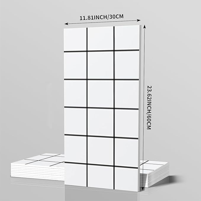 10-Sheet 23.6"x11.8" Marble Peel and Stick Wall Panels (19.4 Sq. Ft. Coverage), PVC Backsplash Tile for Living Room, Bedroom, Kitchen, Dining Room