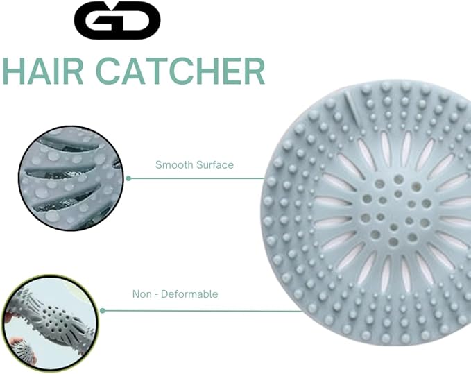 Shower Drain Hair Catcher 4 Pack – Silicone Bathtub Drain Cover, Hair Catcher for Shower Drain, Anti-Clog Drain Protector for Bathroom Tub, Kitchen Sink & Laundry, Flexible Reusable Drain Strainer