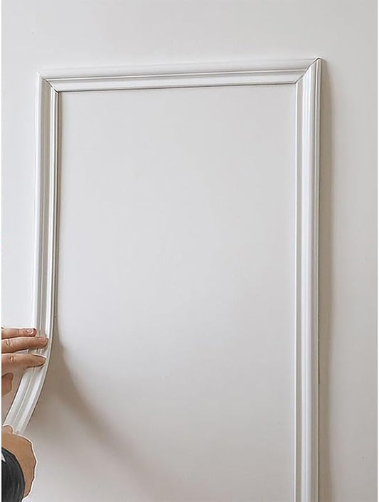 Peel and Stick Flexible Wall Molding Trim Self Adhesive Decorative Strips, DIY 3D Ceiling Trim for Home Décor on Cabinet Door Mirror Frame, 1.3in(W) ×16ft(L), White