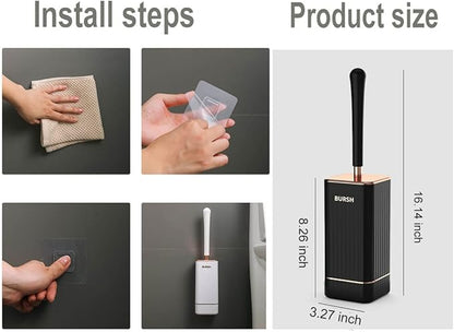 Silicone Toilet Brush, Toilet Brush and Holder, Toilet Cleaning Brush, Wall Mounted Toilet Brush for Bathroom Elegant, Durable (Black)