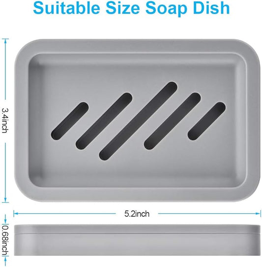 2PCS Draining Soap Dishes, Dishwashing Sponge Soap Holder with Water Tray, Keep The Place Dry, Easy to Clean Soap Cases, Suitable for Kitchen, Bathroom, Container (Gray)